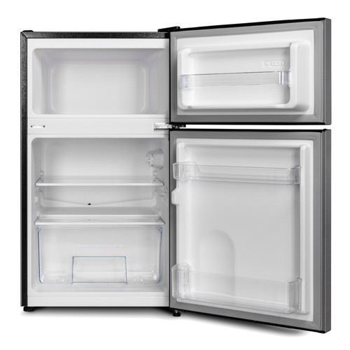 MIKA Fridge, 2 Door Top Mount Freezer Defrost, 86L, Line Silver