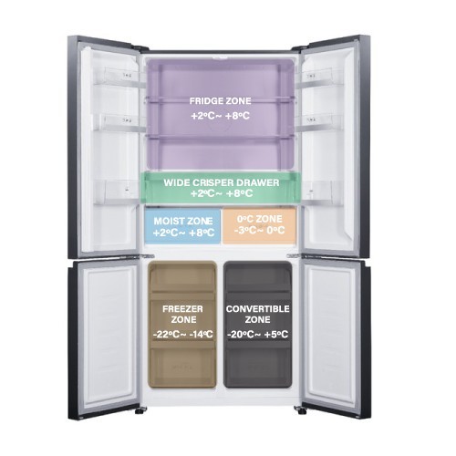 MIKA Fridge, 4 Door Bottom Mount Freezer No Frost, 522L, INVERTER